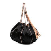 Lambskin and Satin Reversible Sac Cordon Bucket Bag